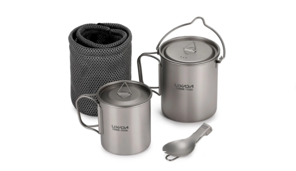 Титановая чашка750 мл,кружка 450 мл и спорк (набор 3 предмета),Lixada Титановая чашка750 мл,кружка 450 мл и спорк (набор 3 предмета),Lixada